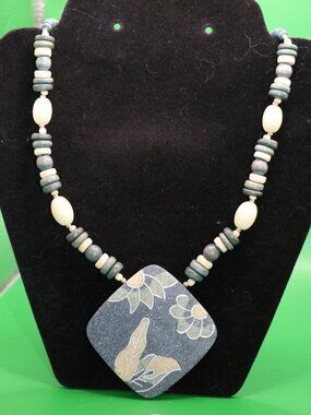 Vintage Beaded Statement Necklace 20"